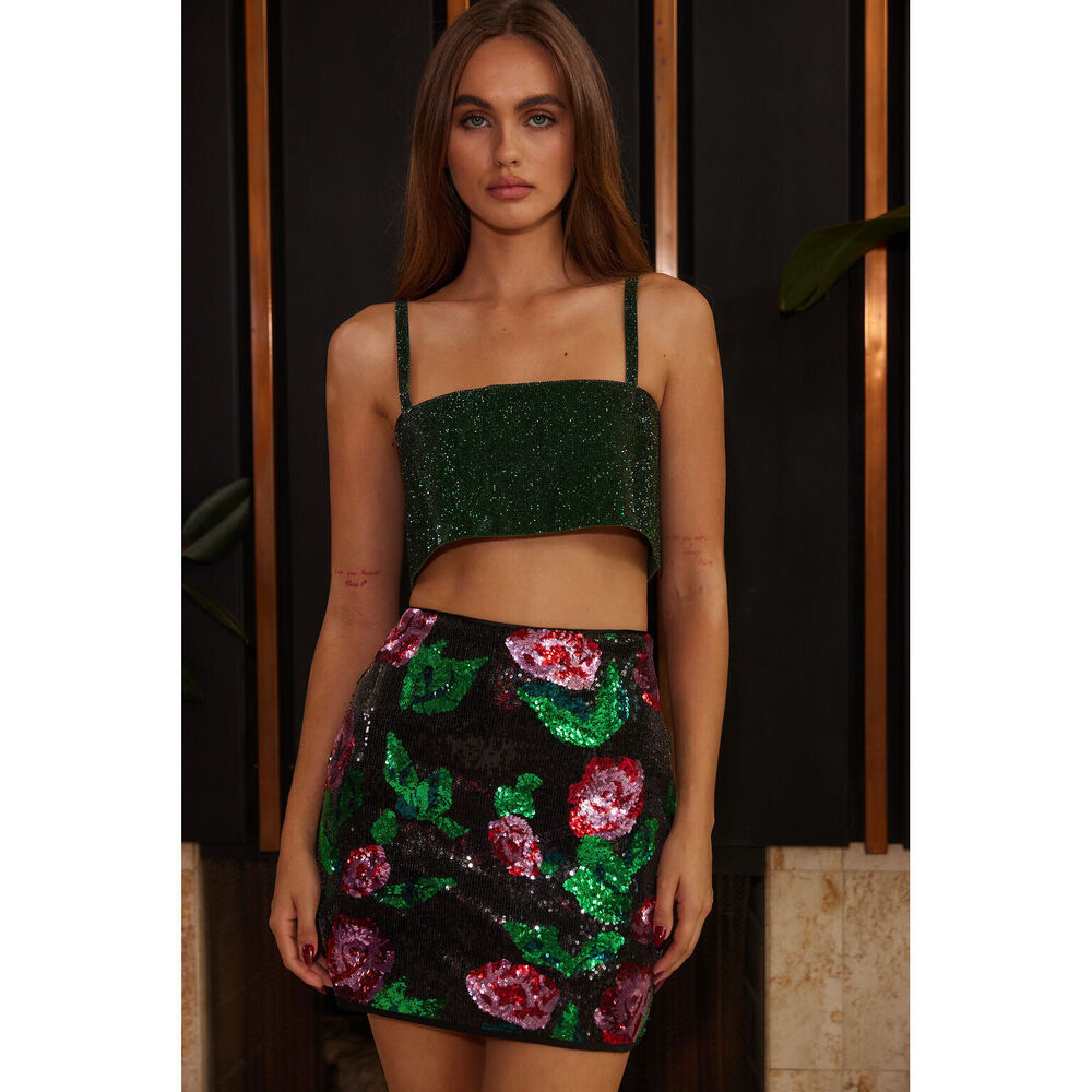 Rose Sequin Mini Skirt